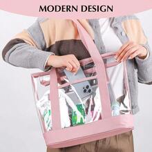 Clear Tote BagPurse Handle With Zipper For Work Plastic Transparent See Through Women-0029 - 1PackPink - View 7
