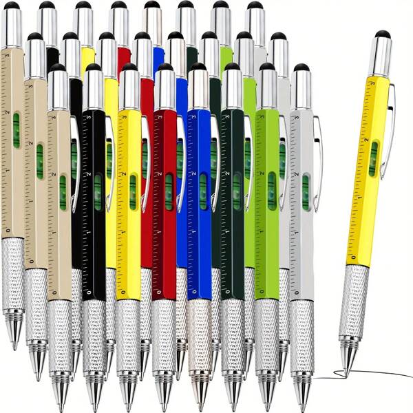 [Tactical Multi-Function Pen] 6 In 1 Multi-Tool Pen, Random Color, 10pcs/Gift Box, Including Level, Ruler, Screwdriver, Stylus, Ballpoint Pen, Suitable For Student Back To School Gifts, 8 Color Options