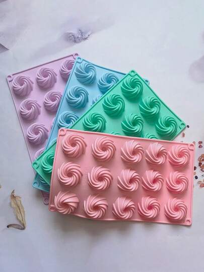 1PC Silicone Vortex Mold: Easy Demolding, Suitable For Reusable Molds Of Various Ingredients Such As Chocolate And Candies. Chocolate Molds, Candy Molds, Baking Molds, Easy Demolding, Spiral Molds