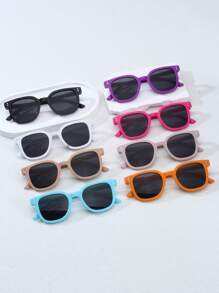 Set de 3 gafas decorativas con montura cuadrada de diseño minimalista y de moda para niños y niñas, adecuadas para uso en exteriores, playa, festivales, fiestas y como accesorios para fotografía en la calle
