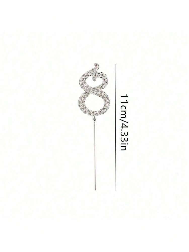 1 cái/10 cái 0-9 hợp kim Rhinestone vàng bạc số trang trí bánh cưới trang trí sinh nhật trang trí bánh cưới kỹ thuật số - Nhiều màu - Xem 6