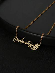 定制姓名项链、设计花形项链、不锈钢镀金哑光姓名项链、个性化姓名项链、女士生日礼物、母亲节礼物、女士女孩礼物、生日礼物、纪念礼物、返校礼物 - 彩色 - 查看 5