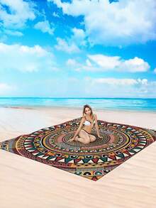 1pc New Waterproof And Sandproof Outdoor Picnic Mat/Beach Towel, Fresh And Fashionable Pattern, Suitable For Camping And Picnicking - Multicolor - View 9