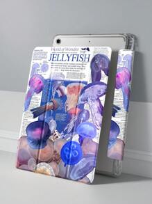 Beautiful Cartoon Star Pattern Transparent Silicone Shock-Absorbing Bracket With Pen Slot, Suitable For Galaxy Tab A8 10.5, S6 Lite 10.4, S7/S8/S9Inch. It Supports Sleep Awakening As A Holiday Gift