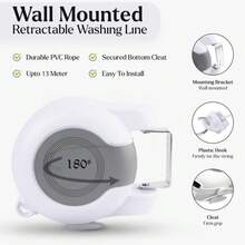 Retractable Clothesline Outdoor Indoor Laundry Line - 2x15m Double Lines Portable Clothes Drying Line Heavy Duty Wall Mounted Washing Line - Easy Installation - White - View 3