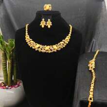 5pcs Middle Eastern Bridal Jewelry Set Necklace Earrings Ring Bracelet Accessory
