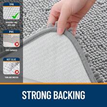 Chenille Bath Mats And U-Shaped Contour Toilet Mat Area Rug Set, Machine Washable Bath Carpet, Home Decor Accessories - Grey - View 2