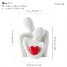 2pcs/1pc 3.35"X2.56" Heart-Shaped Golden Plated Abstract Artistic Ceramic Figurine, Embracing Couple Decoration For Wine Cabinet, Entrance Or Valentine's Day Festival Decoration, Home Decor