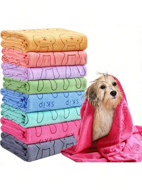 Quick-Dry Ultra-Fine Fiber Pet Towel, Suitable For Small Cats And Dogs - Absorbent Towel For Pet Bathing And Grooming, Applicable To Small And Medium-Sized Dogs And Cats, With Colorful Designs. Colorful Ultra-Fine Fiber Dog Towel - Quick-Drying, Super Absorbent Pet Grooming Towel, With Playful Bone Pattern - Ideal For Bathing And Drying Small And Large Dogs And Cats