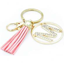 Letter Keychain Women Purse Charms Handbags Alphabet Initial Letter Pendant With Tassel - Gold-t - View 6