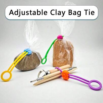 6Pcs Colour Adjustable Clay Bag Tie, Studio Ties & Ceramic Tool Strap