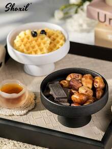 shoxil 1件装宽口矮脚陶瓷甜品碗/干果盘/小吃盘/冰淇淋碗 - 寬口甜點杯 - 查看 2