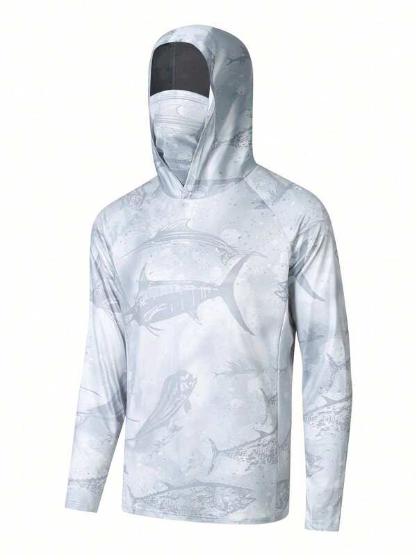 Camisas de pesca con capucha, estilo novio, de manga larga, con máscara, de secado rápido, para ropa de pesca de hombre