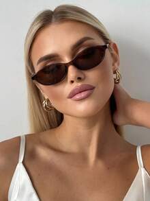 1副时尚小框椭圆形眼镜，个性化百搭复古女式眼镜，夏季旅行度假沙滩配饰，女士眼镜太阳镜，秋冬季女士服装商务休闲装，夏季沙滩度假、户外活动、旅行礼物