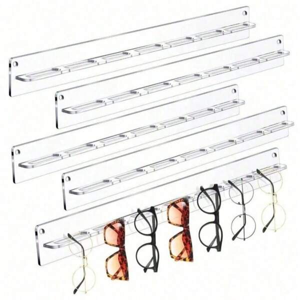 Acrylic Sunglass Display Rack, Wall Mount Eyeglass Holder Storage Organizer, Clear Frame