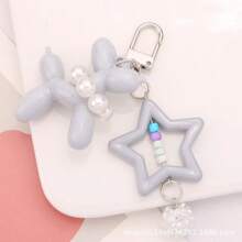1 件彩色卡通狗气球配星星 ABS 仿珍珠围巾钥匙扣，可爱动物钥匙扣，适用于包袋和服装、节日礼物汽车配件哥特 Y2k - A - 查看 10