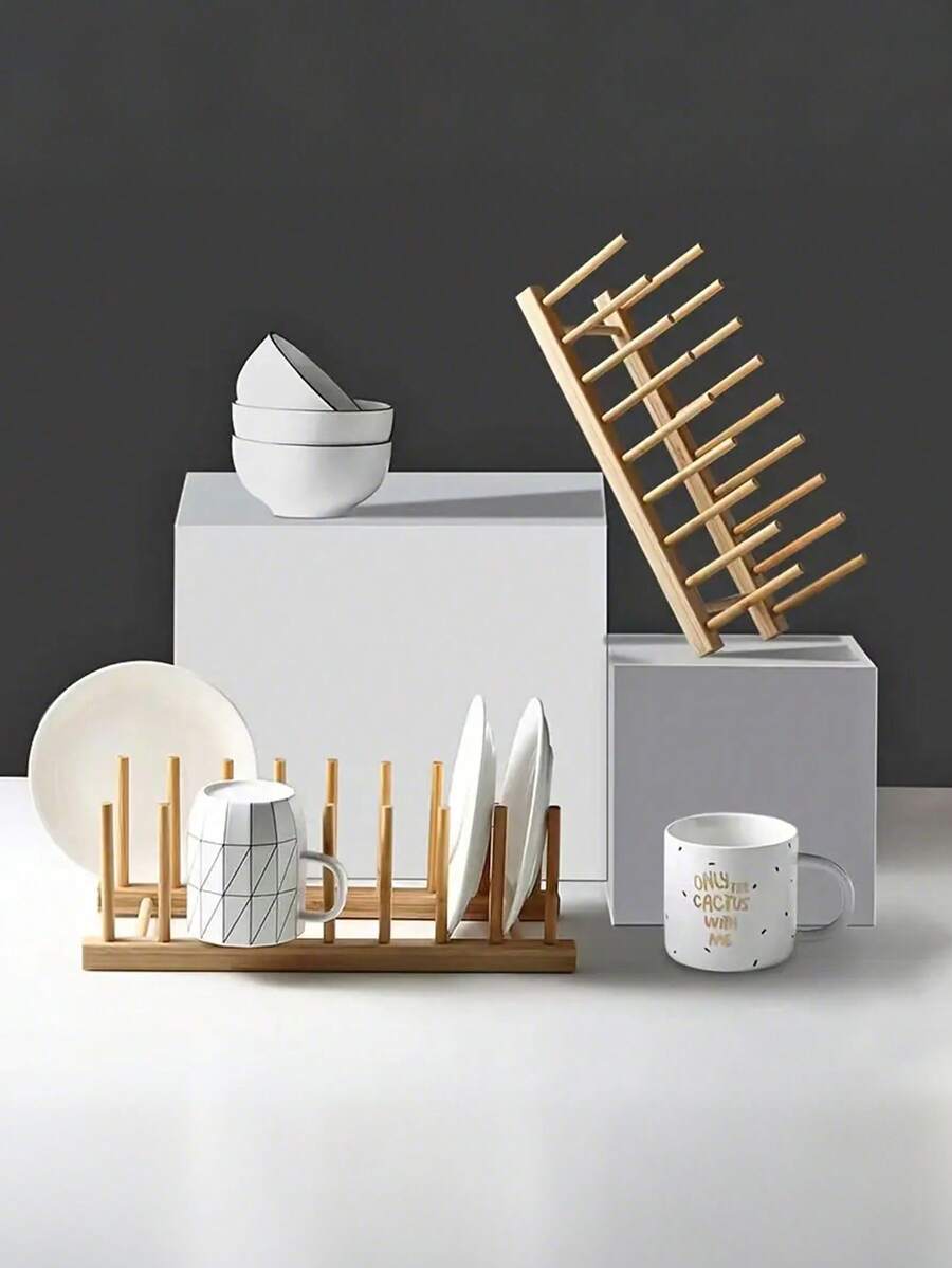 1個 木製 食器ラック 食器乾燥ラック 食器棚 キッチン収納ラック 食器干しラック ダイニング、キッチン、リビング、デスクトップオーガナイザー、キッチン用品、食器収納ラックに適しています