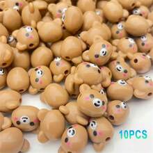 10pcs Acrylic Cartoon Fun Blush Bear Decorative Beads For Making Necklaces, Bracelets, Mobile Phone Chains, DIY Accessories, Good Friend Gifts, Family Gifts, Festival Gifts