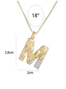 MECYLIFE 1件装时尚女士个性化字母项链，简约双色字母吊坠项链，配不锈钢链 - 雙色 - 查看 3