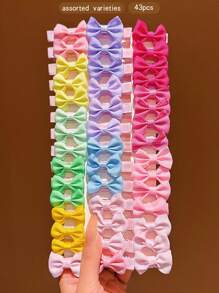 43 pièces Pinces à cheveux nœud papillon de couleur aléatoire, accessoires capillaires style doux coréen