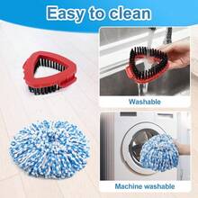 Complete Spin Mop Replacement Kit (Blue) – 2 Microfiber Mop Heads, 2 Scrub Brushes, 1 Base & 4-Section Extendable Handle | Compatible With O-Cedar EasyWring RinseClean 2-Tank System | Heavy-Duty Cleaning Refills For Floors, Tiles & Hard Surfaces | Quick-Release Easy Installation - Bộ 5 đầu lau nhà - Xem 8