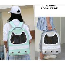 Zaino Pet Space Capsule, adatto a gatti e cuccioli di piccola e media taglia, con spallacci trasparenti, traspiranti e resistenti al calore, ideale per viaggi, escursioni e campeggio (verde)