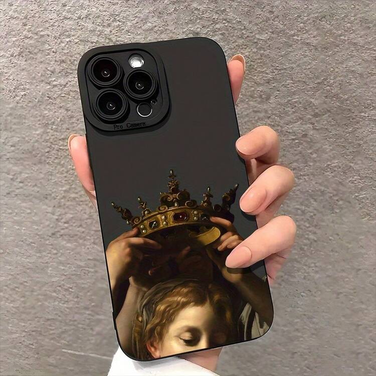 Estuche de teléfono de arte retro discreto para iPhone 16 11 15 14 13 12 Pro Max XR Plus, estuche de teléfono negro genial, regalos de cumpleaños de Navidad para mujeres y hombres, regalos de graduación para amigos - Negro - Añade 6