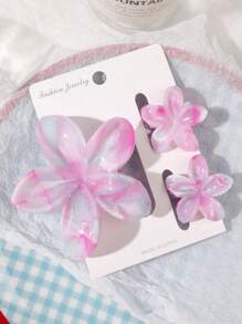 3 pièces Pinces à cheveux style bohème dégradé rose et verte marbre, convient pour les vacances à la plage, l'été