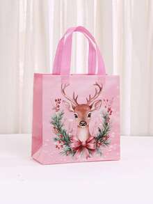 4pcs/25pcs Christmas Party Non-Woven Gift Bags, Santa Claus, Christmas Tree, Reindeer, Bell Print Non-Woven Gift Bags, Storage Bags, Non-Woven Bags, Shopping Bags, Party Favors, Party Bags, Party Gift Bags, Craft Tote Bags, Party Favors, Birthday Decorations, Party Gift Decorations