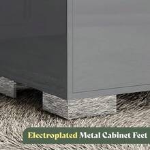 23.6" Modern Nightstand With Drawers – High Gloss UV Finish & Electroplated Pull Handle, Bedside Table For Bedroom - 灰色 - 查看 5