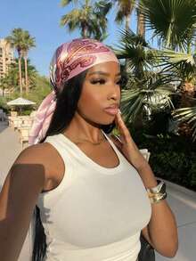 1 chiếc khăn satin in họa tiết tối giản, phụ kiện thời trang mùa xuân mới, phù hợp cho nữ, có thể dùng làm thắt lưng, trang trí túi xách, ruy băng, băng đô hoặc khăn quàng cổ, lựa chọn lý tưởng để tôn lên vẻ ngoài của bạn. - Hồng - Xem 3