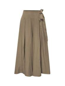 Women's Fashionable, Casual & Elegant Wide-Leg Pants Made Of Coarse Fabric, High-Waisted With Elastic Waistband And Side Straps, Suitable For Spring/Summer