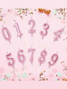 玫瑰金粉色可爱小数字0-9生日周年纪念周岁生日蛋糕装饰蜡烛 - 玫瑰金 - 查看 4