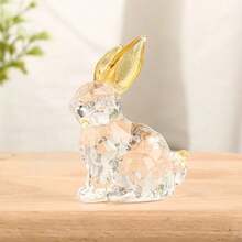 1PC Crystal Glass Rabbit Statue Mascot Animal Handmade Figurines Ornaments For Garden Home Living Room Office Table - Màu vàng - Xem 2
