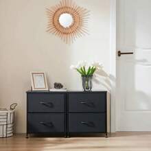 2 Drawer Dresser Nightstand Pack Of 2 Bedroom Storage Organizer Cabinet Fabric Drawers Grey Black Brown White, Choose Between Single Or Pack Of 2, Multifunctional Dresser For Bedroom, Entryway, Closet, Dorm, Local Warehouse  Nightstands, 2 Drawer Dresser For Bedroom Night Stand Small Dresser End Table With Drawers - 黑色 - 查看 3