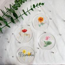 1PC Customized Personalized Transparent Acrylic Pendant - Customized Name Circular Pendant With Flower Pattern, Suitable As A Newborn Gift, Best Friend Gift, Wedding Item, Room Decoration Or Commemorative Gift With Oriental Elements, Suitable For Women Or Girls