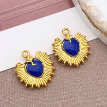 2 buc stil vintage din oțel inoxidabil emailat soare pandantiv inimă pandantiv placat cu aur de înaltă calitate pentru brățară DIY colier bijuterii confecționare accesorii artizanale 14x15mm