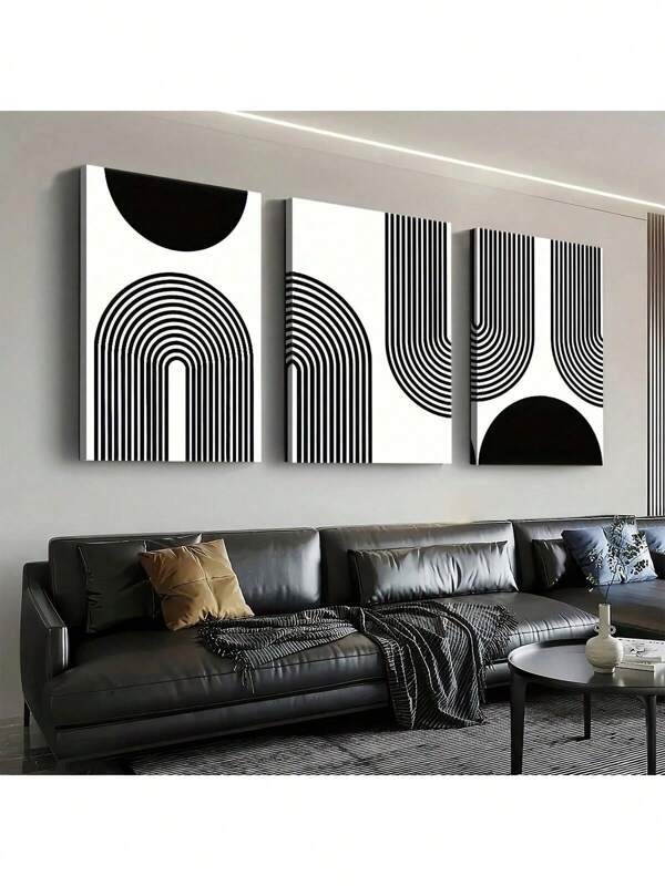 3pcs Canvas Painting And Poster, Bohemian Style Modern Abstract Line Geometric Art, Home Decor, Wall Art, Room Decor, HD Printing, Holiday Gift, Living Room, Bedroom, Dining Room, Office Decoration Picture No Framed