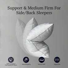 Hotel Grand Fluffy Feather Down Pillow 100% Cotton Queen Size Pillow Set Of 2 Pack Medium Firm Hypoallergenic Pillows For Back\/Side Sleeper Bed Pillows,20"X28"(Pack Of 2) - White/Medium Soft - 查看 2