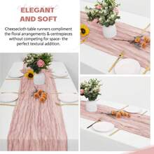 12 Pack Dusty Pink Cheesecloth Table Runner Gauze Table Runner Fabric Semi Sheer Cheese Cloth Table Decor Bulk For Rustic Romantic Wedding Baby Shower Table Decoration
