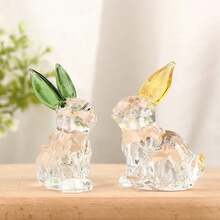 1PC Crystal Glass Rabbit Statue Mascot Animal Handmade Figurines Ornaments For Garden Home Living Room Office Table - Màu vàng - Xem 7