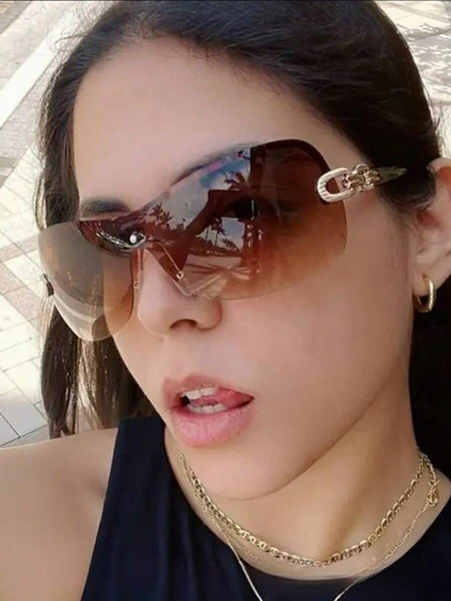 1 pieza Gafas XXL con cadena envolvente de estilo Y2K bohemio, aptas para uso diario, fiestas y ocasiones festivas