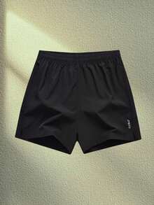 男士运动健身印花短裤，腰部抽绳，侧开衩，篮球风格运动时尚短裤，适合跑步、锻炼、健身、旅行、户外运动