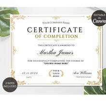 1pc Graduation Certificate Template, Printable Course Completion Certificate, Editable Beauty Award Certificate Template - Certificate Of Completion 2 - View 6