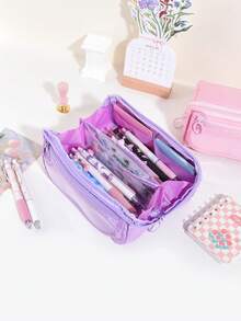 1 New Creative Large Capacity Learning Pencil Case With Multifunctional Desktop Organization And Storage Stationery Box For Boys And Girls To Study And Work, Portable Pencil Case For Learning, Gift Giving,Pencil Pouch,School Bag, School Supplies,Back To School - Multicolor - View 6