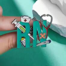 1 pieza Broche de solapa esmaltado en forma de insignia creativa de enfermera registrada (RN) como accesorio de joyería, regalo de graduación para enfermeras