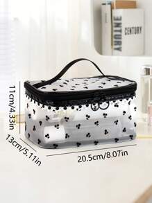 1pc Cherry Print Lace Cosmetic Bag, Minimalist & Elegant Large Capacity Portable Makeup Organizer, Practical Women Travel & Home Essentialtravel Essentials For Vacation Summer Holiday Back To School School Stuff Bag For School Travel Bag For Women Makeup Bag For Travel