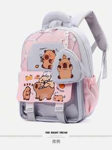 New School Backpack Lady Student Backpack Backpack School Backpack Teenager School Backpack Preschool Backpack Lady School Backpack Lady School Backpack Multifunctional Backpack Cute Men's And Women's Light School Bag Large Capacity Capybara Print Back-To-School Pink Backpack Cute Pink Princess Backpack For Girls Boys Surprise Gift Happy Gift School Bag - Multicolor - View 5