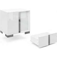 23.6" Modern Nightstand With Drawers – High Gloss UV Finish & Electroplated Pull Handle, Bedside Table For Bedroom - 白色 - 查看 8