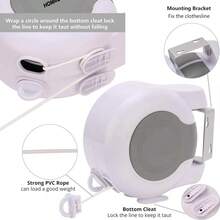 Retractable Clothesline Outdoor Indoor Laundry Line - 2x15m Double Lines Portable Clothes Drying Line Heavy Duty Wall Mounted Washing Line - Easy Installation - White - View 6